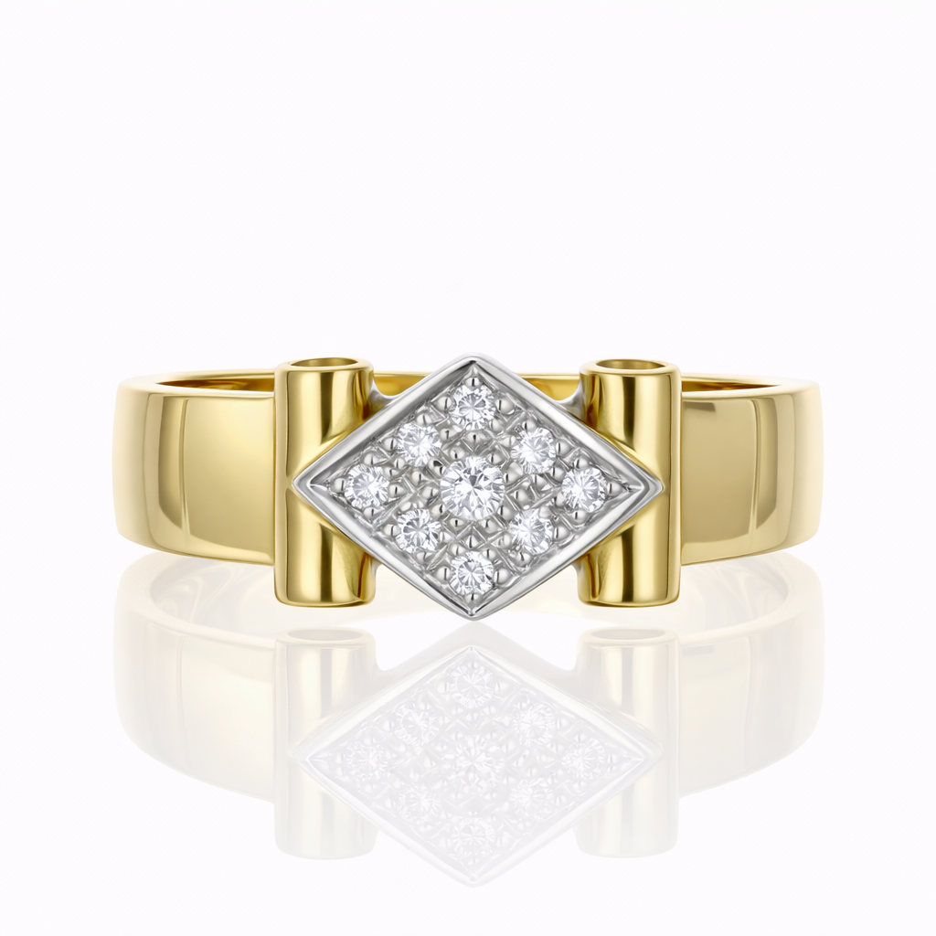 Anello - 18 carati Oro bianco, Oro giallo - 0.095ct. tw. Diamante (Naturale)