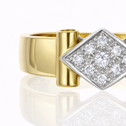 Anello - 18 carati Oro bianco, Oro giallo - 0.095ct. tw. Diamante (Naturale)