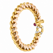 Bracciale - 18 carati Oro bianco, Oro giallo, Oro rosa - 0.20ct. tw. Rubino - Made in Italy - Handmade