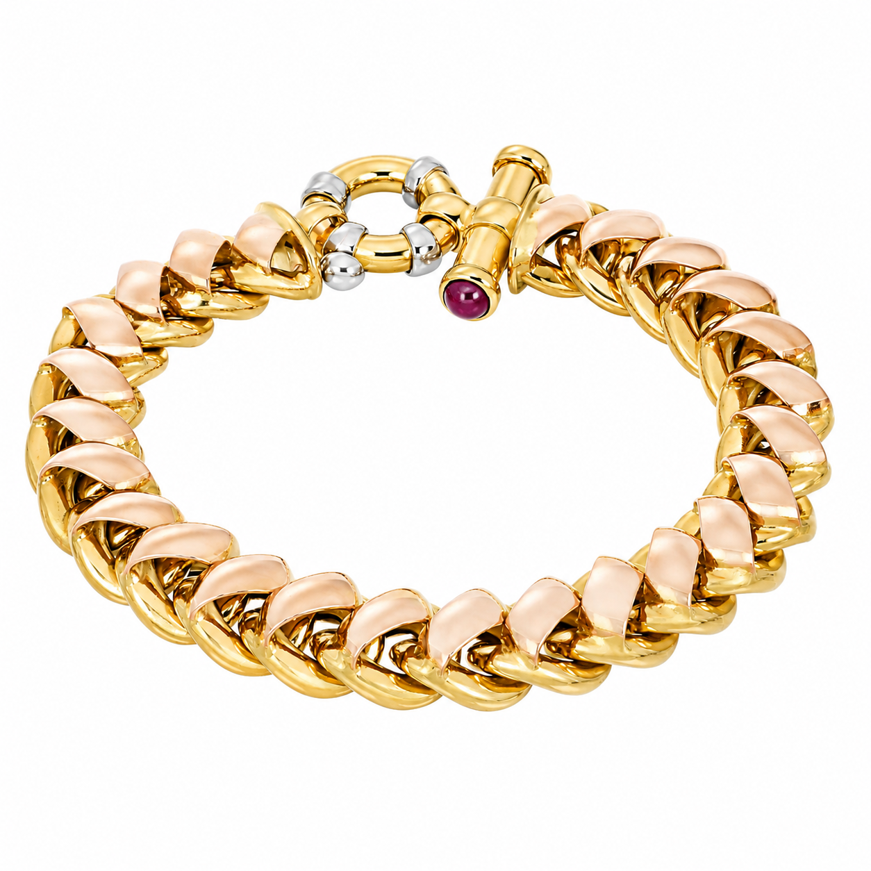 Bracciale - 18 carati Oro bianco, Oro giallo, Oro rosa - 0.20ct. tw. Rubino - Made in Italy - Handmade