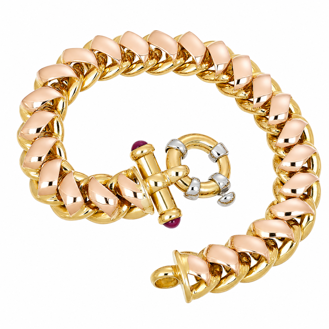 Bracciale - 18 carati Oro bianco, Oro giallo, Oro rosa - 0.20ct. tw. Rubino - Made in Italy - Handmade