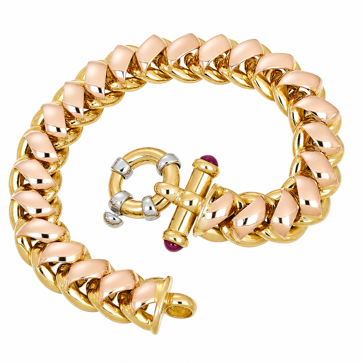 Bracciale - 18 carati Oro bianco, Oro giallo, Oro rosa - 0.20ct. tw. Rubino - Made in Italy - Handmade