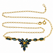 Collana con ciondolo - 18 carati Oro giallo - 3.90ct. tw. Zaffiro - Made in Italy - Handmade