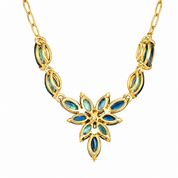 Collana con ciondolo - 18 carati Oro giallo - 3.90ct. tw. Zaffiro - Made in Italy - Handmade