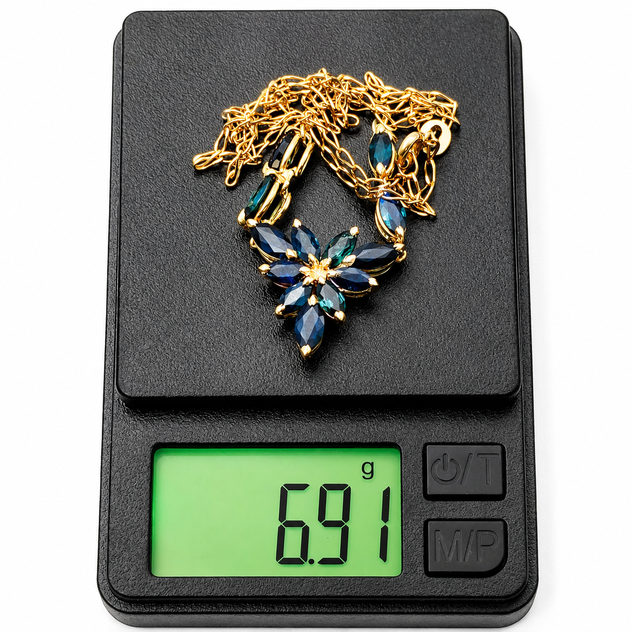 Collana con ciondolo - 18 carati Oro giallo - 3.90ct. tw. Zaffiro - Made in Italy - Handmade