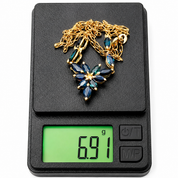 Collana con ciondolo - 18 carati Oro giallo - 3.90ct. tw. Zaffiro - Made in Italy - Handmade