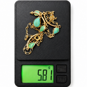 Collana con ciondolo - 18 carati Oro giallo - 2.00ct. tw. Turchese - Made in Italy - Handmade
