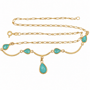 Collana con ciondolo - 18 carati Oro giallo - 2.00ct. tw. Turchese - Made in Italy - Handmade