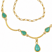 Collana con ciondolo - 18 carati Oro giallo - 2.00ct. tw. Turchese - Made in Italy - Handmade