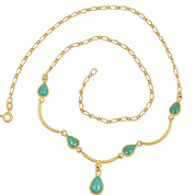 Collana con ciondolo - 18 carati Oro giallo - 2.00ct. tw. Turchese - Made in Italy - Handmade