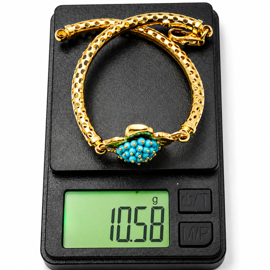 Bracciale - 18 carati Oro giallo - 1.00ct. tw. Turchese - Made in Italy
