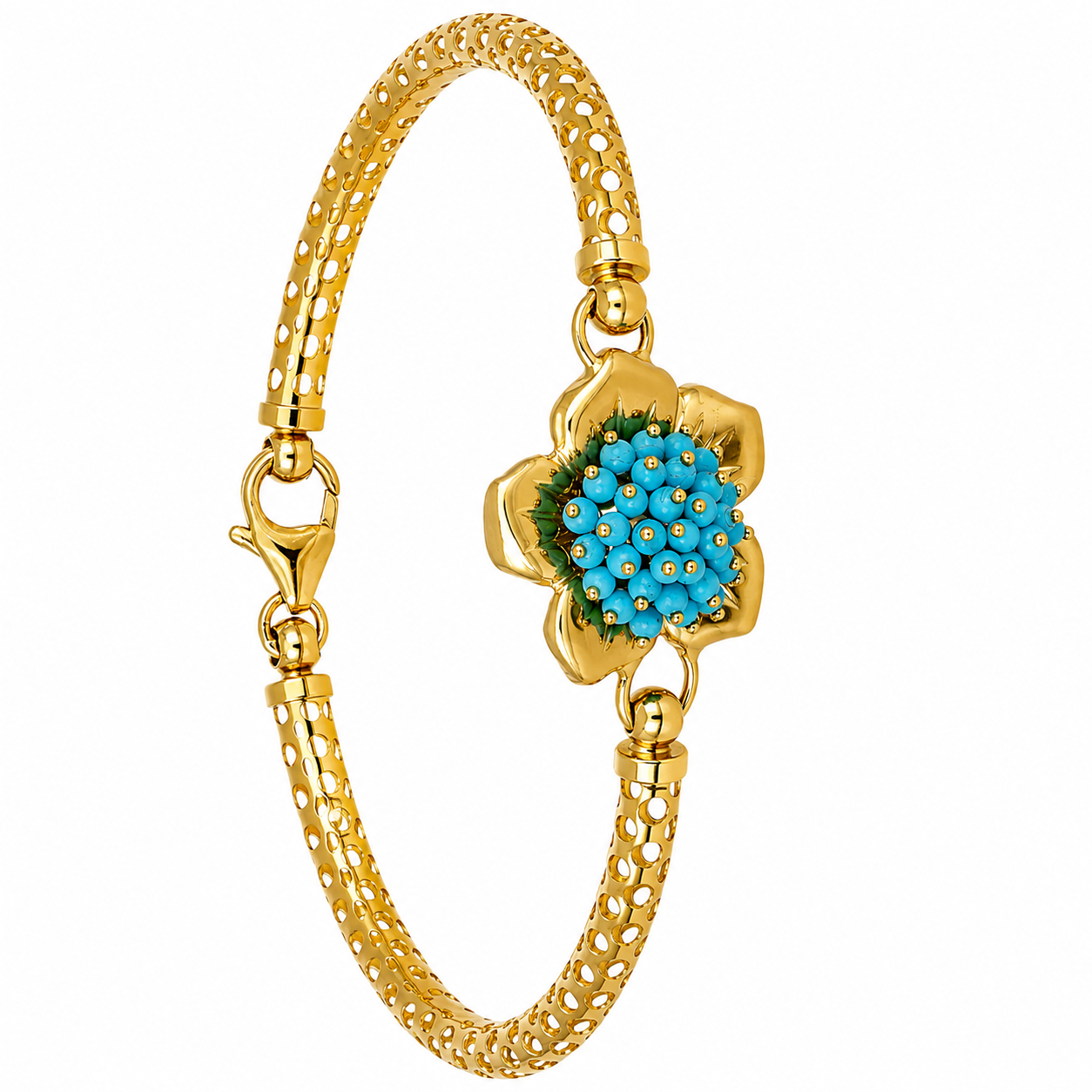 Bracciale - 18 carati Oro giallo - 1.00ct. tw. Turchese - Made in Italy