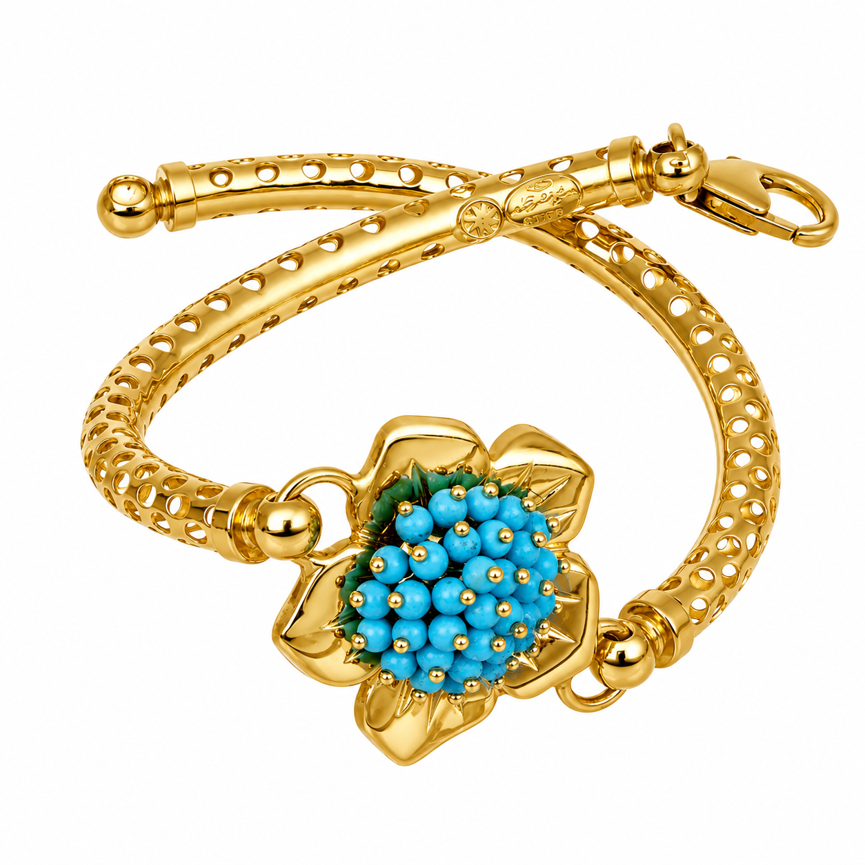 Bracciale - 18 carati Oro giallo - 1.00ct. tw. Turchese - Made in Italy