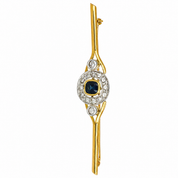 Spilla - 18 carati Oro giallo, Argento - 1.07ct. tw. Zaffiro - Diamante - Made in Italy - Handmade
