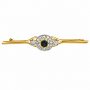 Spilla - 18 carati Oro giallo, Argento - 1.07ct. tw. Zaffiro - Diamante - Made in Italy - Handmade