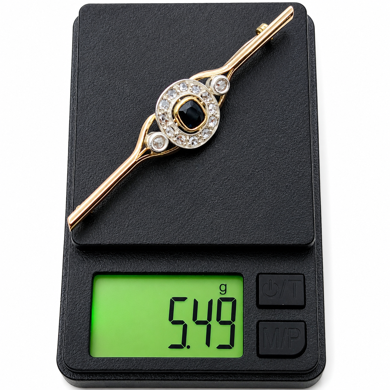 Spilla - 18 carati Oro giallo, Argento - 1.07ct. tw. Zaffiro - Diamante - Made in Italy - Handmade