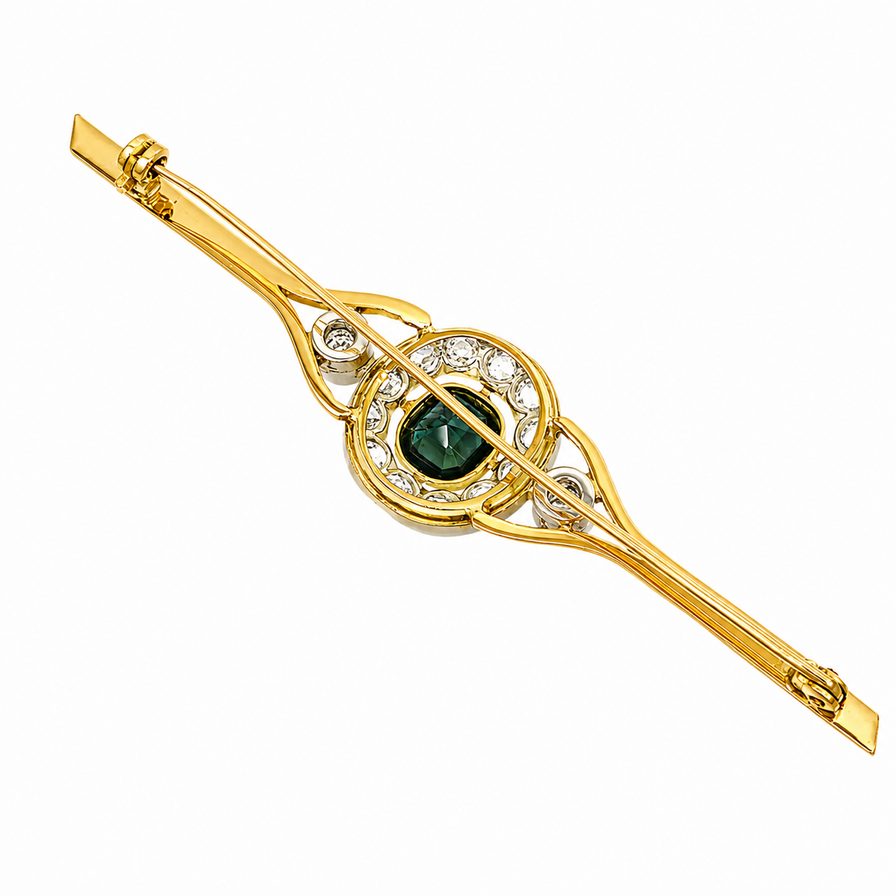 Spilla - 18 carati Oro giallo, Argento - 1.07ct. tw. Zaffiro - Diamante - Made in Italy - Handmade