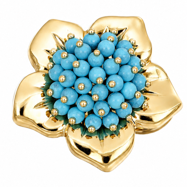 Orecchini - 18 carati Oro giallo - 2.00ct. tw. Turchese - Made in Italy - Handmade