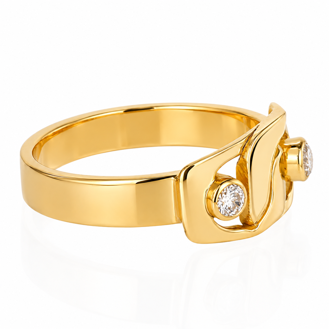 Anello - 18 carati Oro giallo - 0.10ct. tw. Diamante (Naturale) - Made in Italy - Handmade