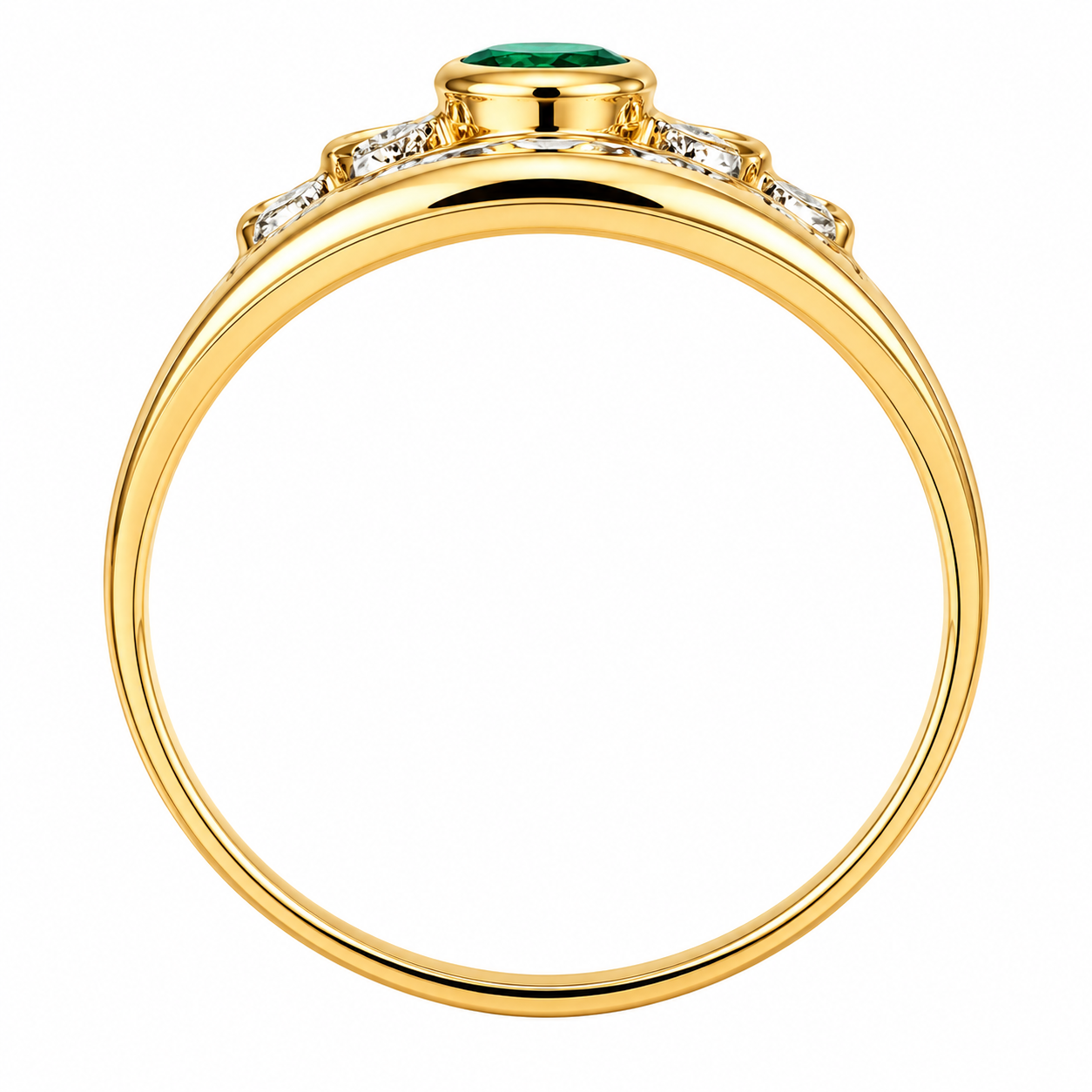 Anello - 18 carati Oro giallo - 0.72ct. tw. Smeraldo - Diamante - Made in Italy - Handmade