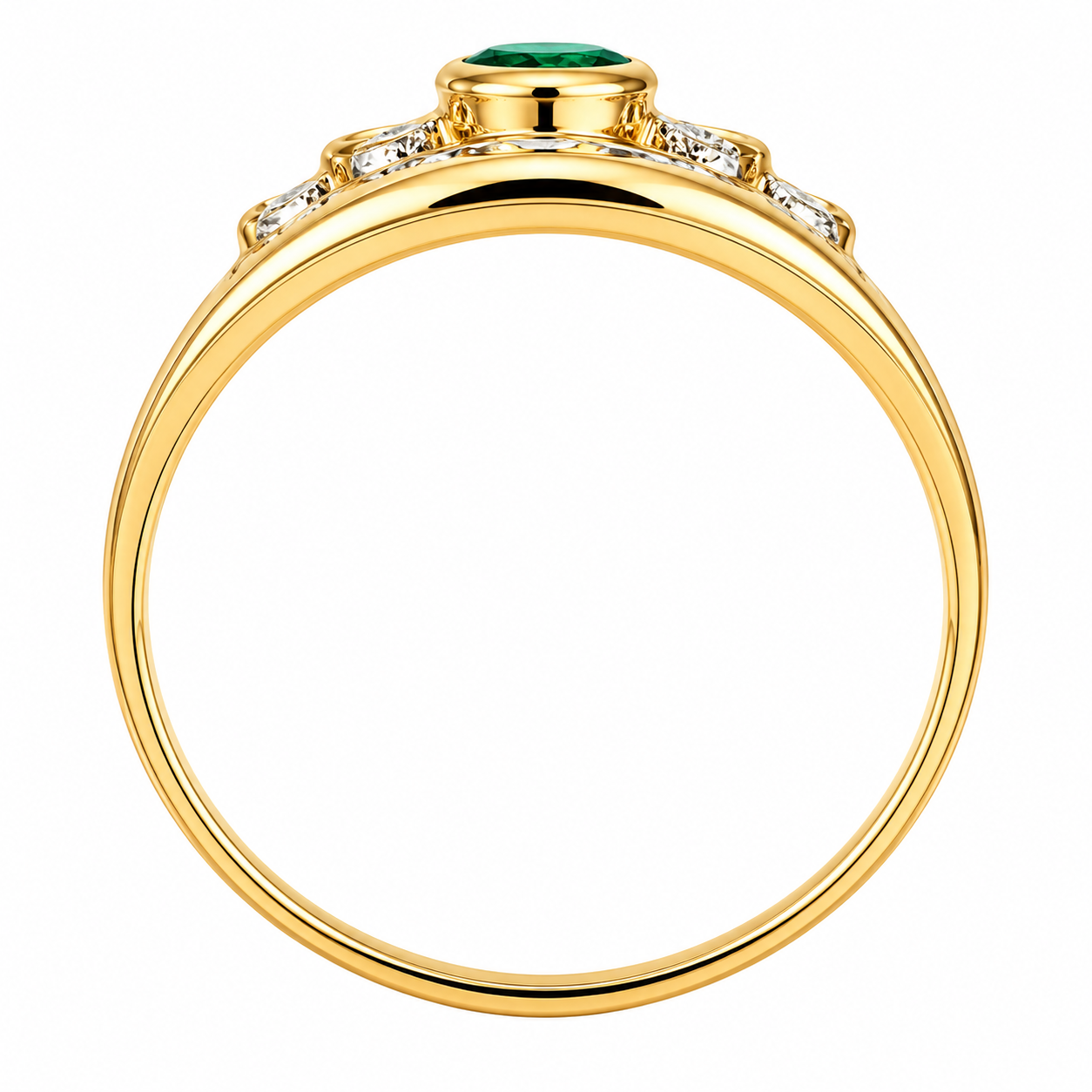 Anello - 18 carati Oro giallo - 0.72ct. tw. Smeraldo - Diamante - Made in Italy - Handmade