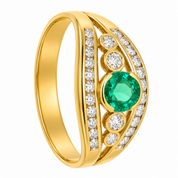 Anello - 18 carati Oro giallo - 0.72ct. tw. Smeraldo - Diamante - Made in Italy - Handmade