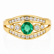 Anello - 18 carati Oro giallo - 0.72ct. tw. Smeraldo - Diamante - Made in Italy - Handmade