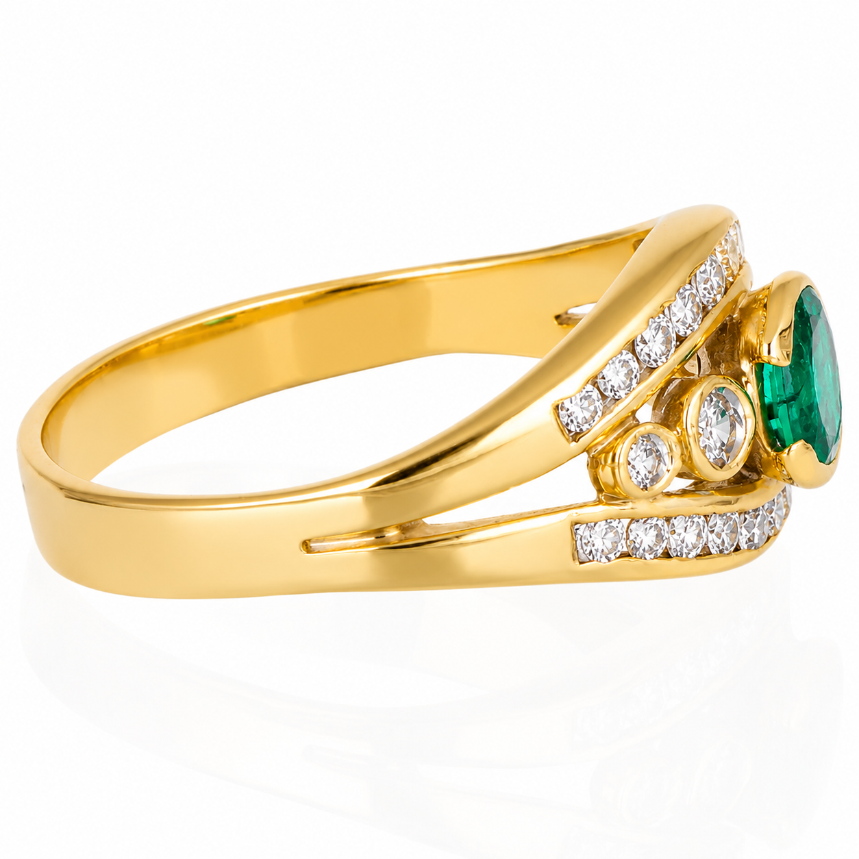 Anello - 18 carati Oro giallo - 0.72ct. tw. Smeraldo - Diamante - Made in Italy - Handmade