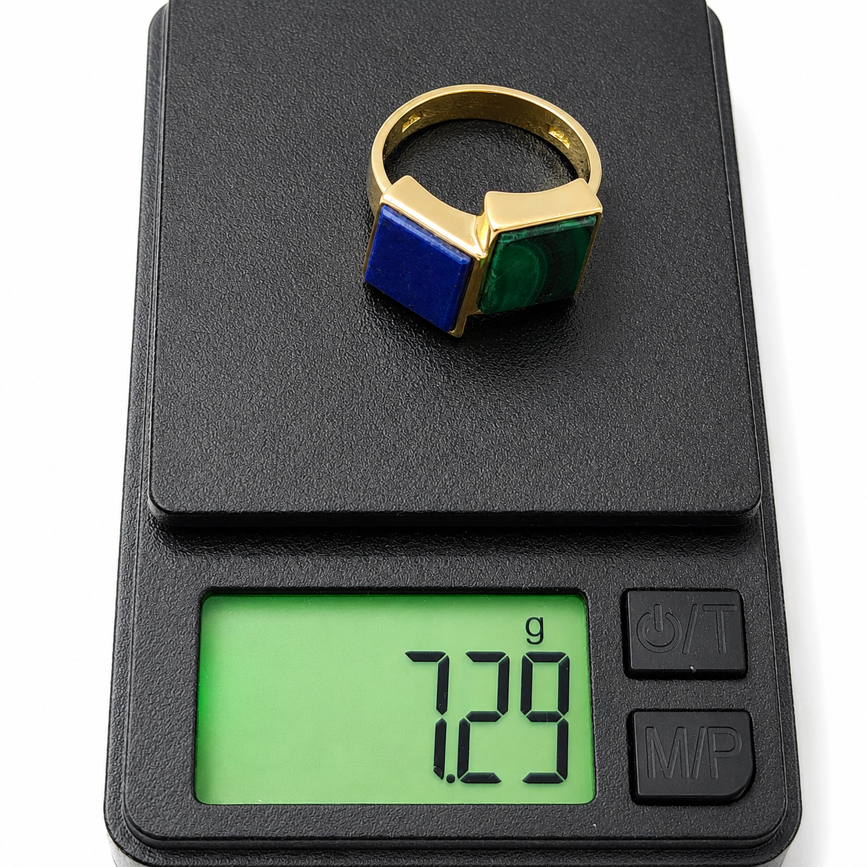 Anello - 18 carati Oro giallo, Malachite - 2.00ct. tw. Lapislazzuli - Made in Italy - Handmade