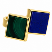 Anello - 18 carati Oro giallo, Malachite - 2.00ct. tw. Lapislazzuli - Made in Italy - Handmade