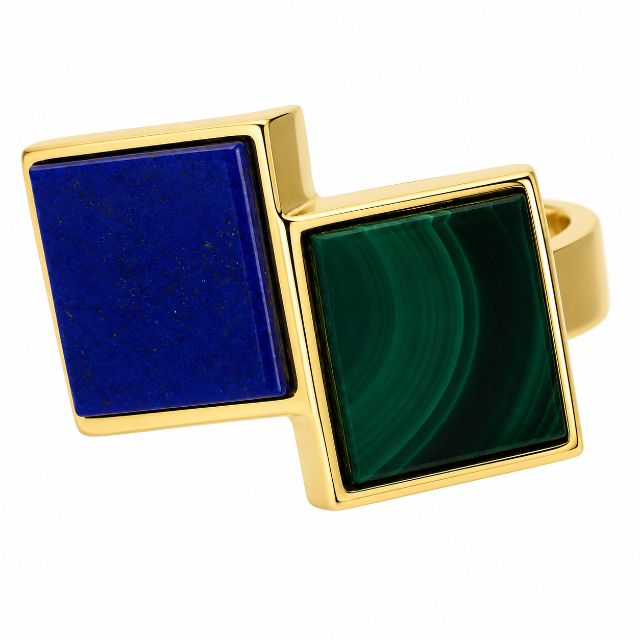 Anello - 18 carati Oro giallo, Malachite - 2.00ct. tw. Lapislazzuli - Made in Italy - Handmade