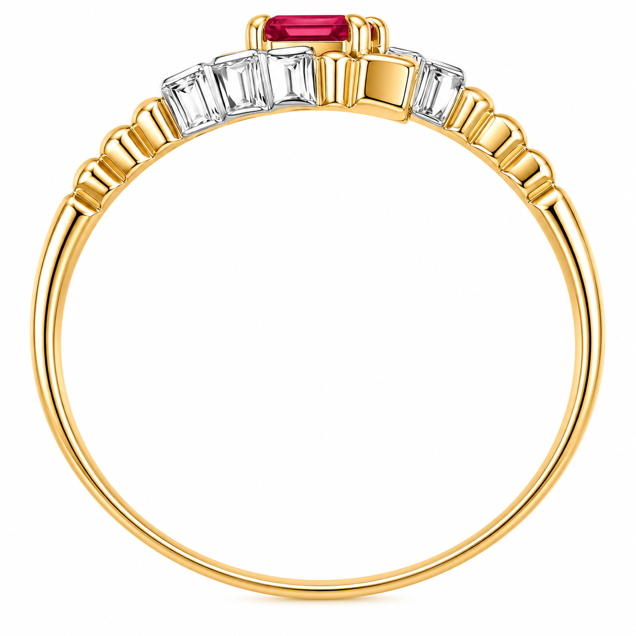 Anello - 18 carati Oro giallo, Oro bianco - 0.31ct. tw. Rubino - Diamante - Made in Italy - Handmade