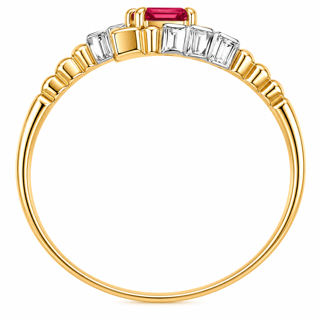Anello - 18 carati Oro giallo, Oro bianco - 0.31ct. tw. Rubino - Diamante - Made in Italy - Handmade