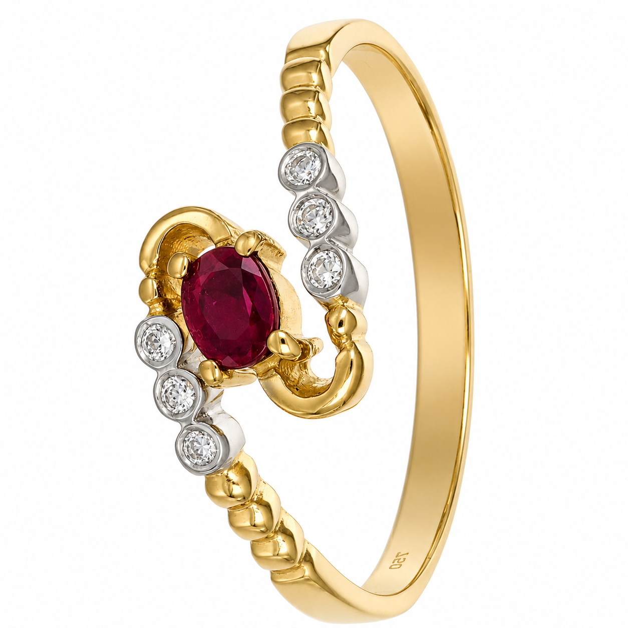 Anello - 18 carati Oro giallo, Oro bianco - 0.31ct. tw. Rubino - Diamante - Made in Italy - Handmade