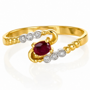 Anello - 18 carati Oro giallo, Oro bianco - 0.31ct. tw. Rubino - Diamante - Made in Italy - Handmade