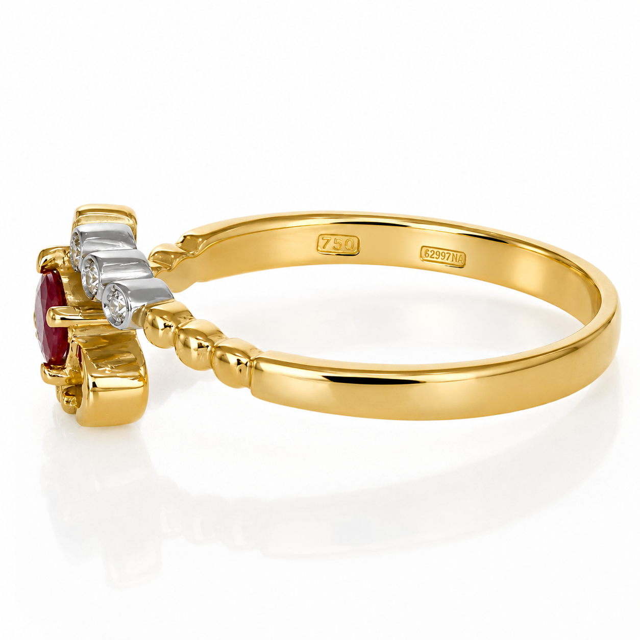 Anello - 18 carati Oro giallo, Oro bianco - 0.31ct. tw. Rubino - Diamante - Made in Italy - Handmade