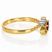 Anello - 18 carati Oro giallo, Oro bianco - 0.31ct. tw. Rubino - Diamante - Made in Italy - Handmade