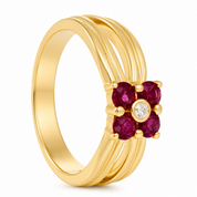 Anello - 18 carati Oro giallo - 0.54ct. tw. Rubino - Diamante - Made in Italy - Handmade