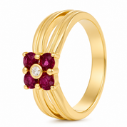 Anello - 18 carati Oro giallo - 0.54ct. tw. Rubino - Diamante - Made in Italy - Handmade