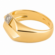 Anello - 18 carati Oro giallo, Oro bianco - 0.03ct. tw. Diamante (Naturale) - Made in Italy - Handmade