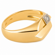 Anello - 18 carati Oro giallo, Oro bianco - 0.03ct. tw. Diamante (Naturale) - Made in Italy - Handmade
