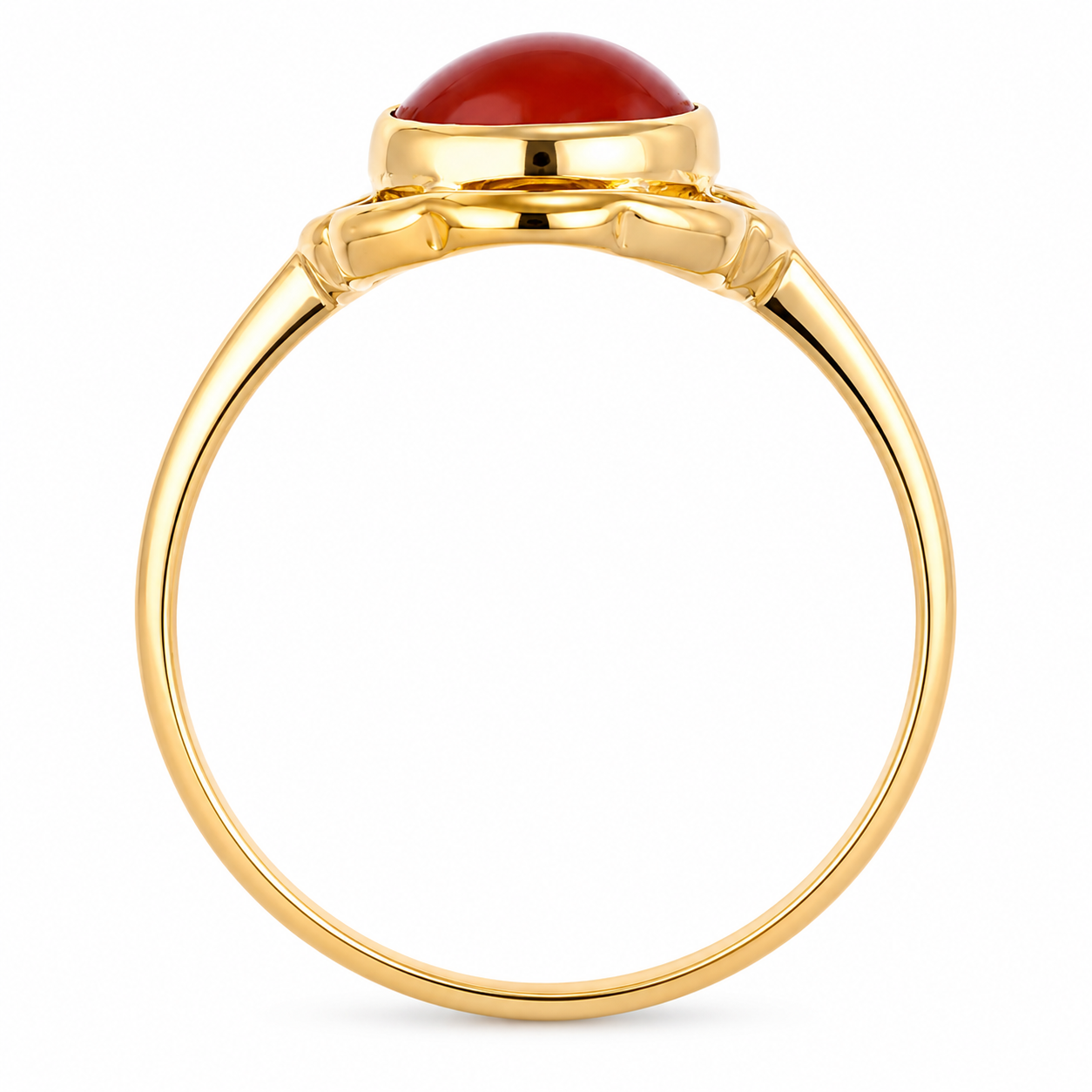 Anello - 18 carati Oro giallo Corallo - Made in Italy - Handmade