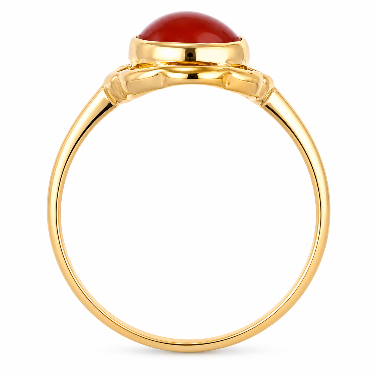 Anello - 18 carati Oro giallo Corallo - Made in Italy - Handmade