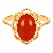 Anello - 18 carati Oro giallo Corallo - Made in Italy - Handmade