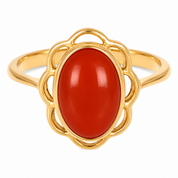 Anello - 18 carati Oro giallo Corallo - Made in Italy - Handmade
