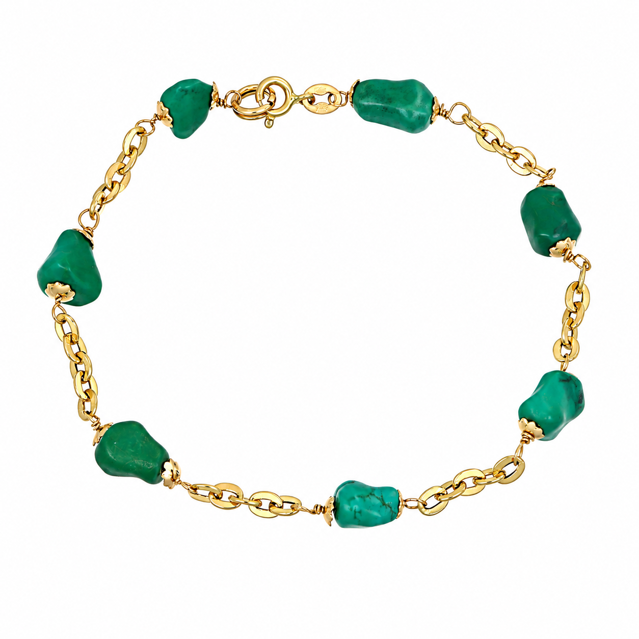 Bracciale - 18 carati Oro giallo - 13.00ct. tw. Turchese - Handmade - Made in Italy