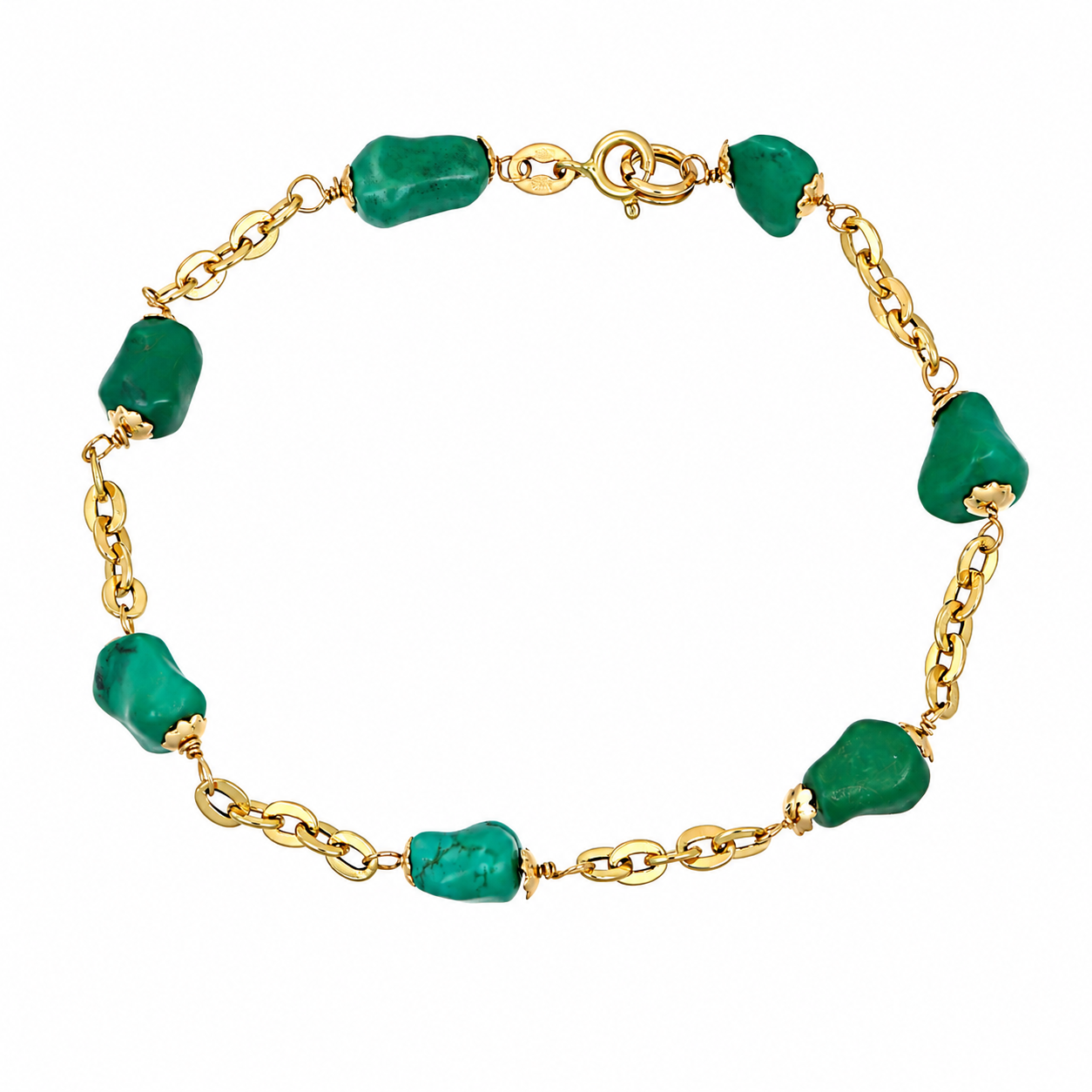 Bracciale - 18 carati Oro giallo - 13.00ct. tw. Turchese - Handmade - Made in Italy