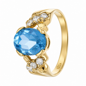 Anello - 18 carati Oro giallo - 2.30ct. tw. Topazio - Diamante - Made in Italy - Handmade