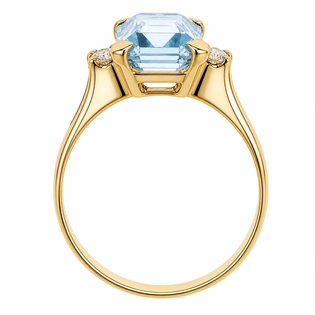Anello - 18 carati Oro giallo - 2.04ct. tw. Acquamarina - Diamante - Made in Italy - Handmade
