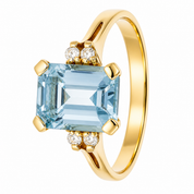 Anello - 18 carati Oro giallo - 2.04ct. tw. Acquamarina - Diamante - Made in Italy - Handmade